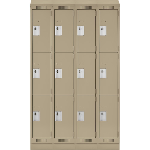 Clean Line Lockers, 3 -tier, Bank of 4, 48" x 18" x 82", Steel, Beige, Rivet (Assembled) Auto Electric Service Ltd.
