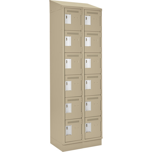 Clean Line Lockerette , 6 -tier, Bank of 2, 24" x 18" x 82", Steel, Beige, Rivet (Assembled) Auto Electric Service Ltd.