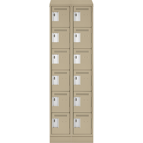 Clean Line Lockerette , 6 -tier, Bank of 2, 24" x 18" x 82", Steel, Beige, Rivet (Assembled) Auto Electric Service Ltd.