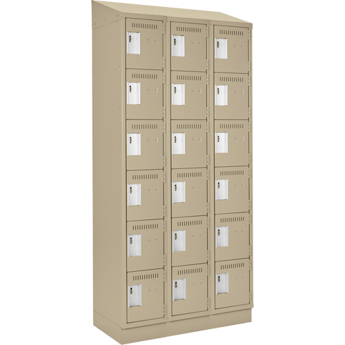 Clean Line Lockerette , 6 -tier, Bank of 3, 36" x 18" x 82", Steel, Beige, Rivet (Assembled) Auto Electric Service Ltd.