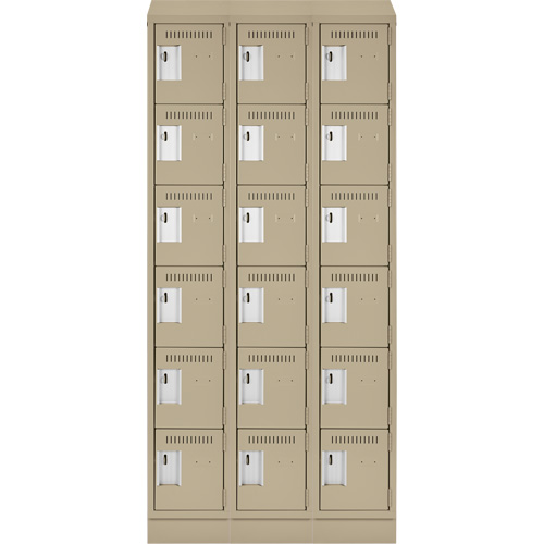 Clean Line Lockerette , 6 -tier, Bank of 3, 36" x 18" x 82", Steel, Beige, Rivet (Assembled) Auto Electric Service Ltd.