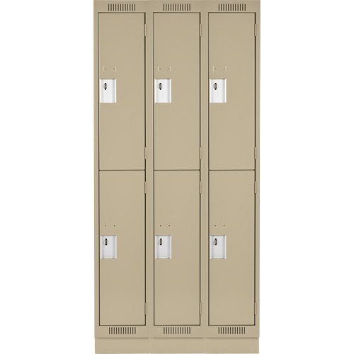 Clean Line Lockers, 2 -tier, Bank of 3, 36" x 18" x 76", Steel, Beige, Rivet (Assembled) Auto Electric Service Ltd.