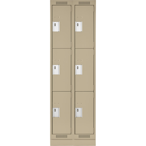 Clean Line Lockers, 3 -tier, Bank of 2, 24" x 18" x 76", Steel, Beige, Rivet (Assembled) Auto Electric Service Ltd.