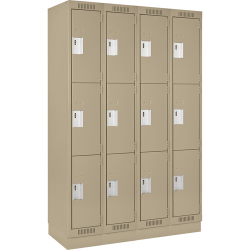 Clean Line Lockers, 3 -tier, Bank of 4, 48" x 18" x 76", Steel, Beige, Rivet (Assembled) Auto Electric Service Ltd.