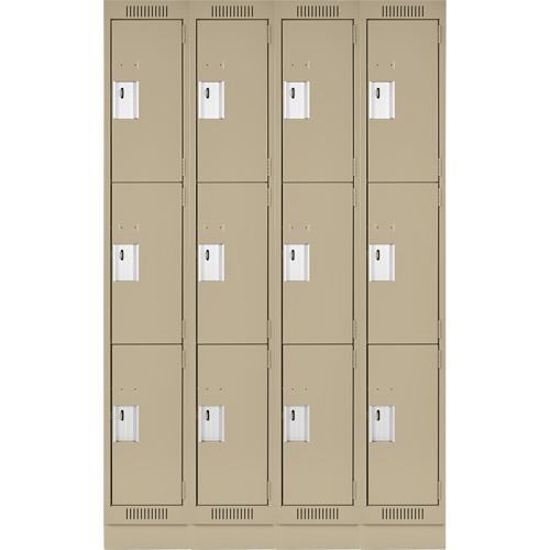 Clean Line Lockers, 3 -tier, Bank of 4, 48" x 18" x 76", Steel, Beige, Rivet (Assembled) Auto Electric Service Ltd.