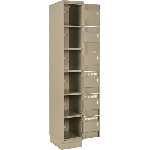 Clean Line Lockerette, 6 -tier, Bank of 2, 24" x 18" x 76", Steel, Beige, Rivet (Assembled) Auto Electric Service Ltd.