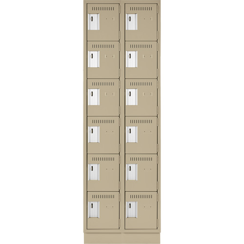 Clean Line Lockerette, 6 -tier, Bank of 2, 24" x 18" x 76", Steel, Beige, Rivet (Assembled) Auto Electric Service Ltd.