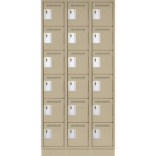 Clean Line Lockerette, 6 -tier, Bank of 3, 36" x 18" x 76", Steel, Beige, Rivet (Assembled) Auto Electric Service Ltd.