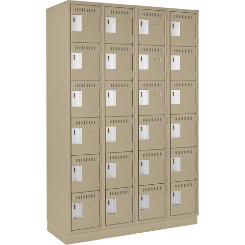 Clean Line Lockerette, 6 -tier, Bank of 4, 48" x 18" x 76", Steel, Beige, Rivet (Assembled) Auto Electric Service Ltd.