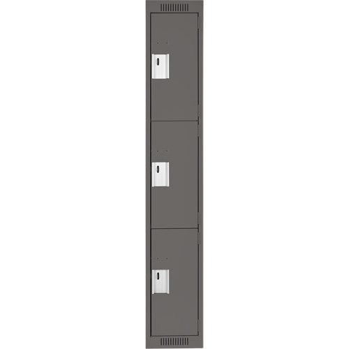 Clean Line Lockers, 3 -tier, 12" x 18" x 72", Steel, Charcoal, Rivet (Assembled) Auto Electric Service Ltd.