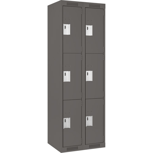 Clean Line Lockers, 3 -tier, Bank of 2, 24" x 18" x 72", Steel, Charcoal, Rivet (Assembled) Auto Electric Service Ltd.