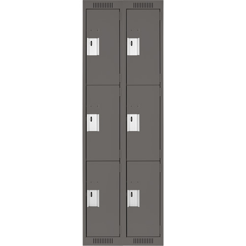 Clean Line Lockers, 3 -tier, Bank of 2, 24" x 18" x 72", Steel, Charcoal, Rivet (Assembled) Auto Electric Service Ltd.