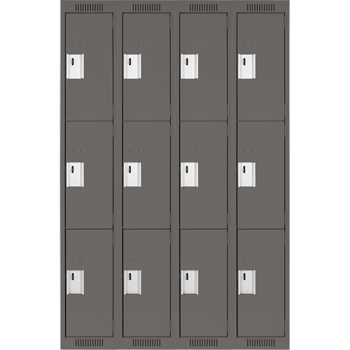 Clean Line Lockers, 3 -tier, Bank of 4, 48" x 18" x 72", Steel, Charcoal, Rivet (Assembled) Auto Electric Service Ltd.