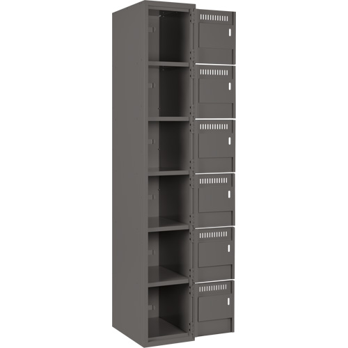 Clean Line Lockerette, 6 -tier, Bank of 4, 48" x 18" x 72", Steel, Charcoal, Rivet (Assembled) Auto Electric Service Ltd.