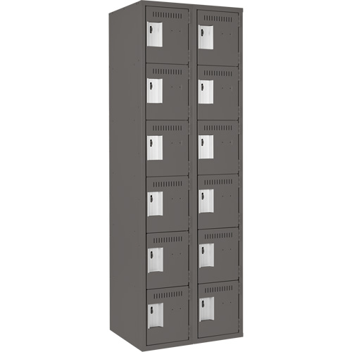 Clean Line Lockerette, 6 -tier, Bank of 2, 24" x 18" x 72", Steel, Charcoal, Rivet (Assembled) Auto Electric Service Ltd.