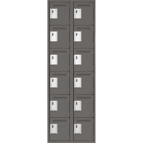 Clean Line Lockerette, 6 -tier, Bank of 2, 24" x 18" x 72", Steel, Charcoal, Rivet (Assembled) Auto Electric Service Ltd.