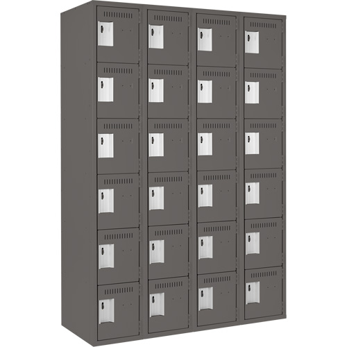 Clean Line Lockerette, 6 -tier, Bank of 4, 48" x 18" x 72", Steel, Charcoal, Rivet (Assembled) Auto Electric Service Ltd.