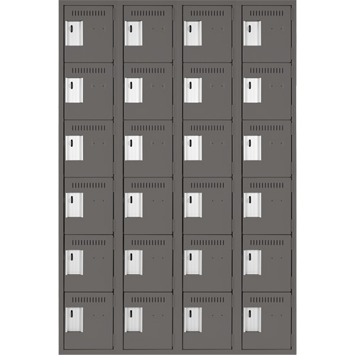 Clean Line Lockerette, 6 -tier, Bank of 4, 48" x 18" x 72", Steel, Charcoal, Rivet (Assembled) Auto Electric Service Ltd.