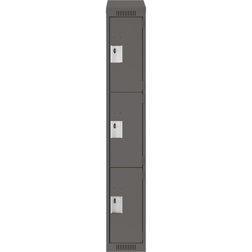 Clean Line Lockers, 3 -tier, 12" x 18" x 78", Steel, Charcoal, Rivet (Assembled) Auto Electric Service Ltd.