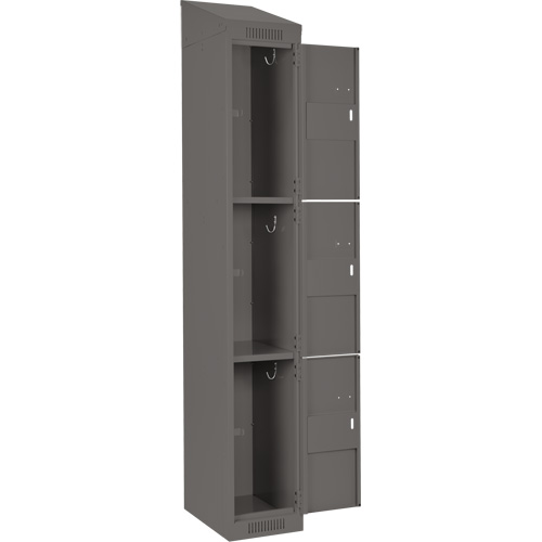 Clean Line Lockers, 3 -tier, Bank of 4, 48" x 18" x 78", Steel, Charcoal, Rivet (Assembled) Auto Electric Service Ltd.