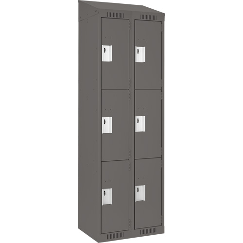 Clean Line Lockers, 3 -tier, Bank of 2, 24" x 18" x 78", Steel, Charcoal, Rivet (Assembled) Auto Electric Service Ltd.