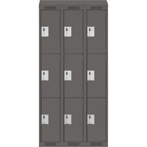 Clean Line Lockers, 3 -tier, Bank of 3, 36" x 18" x 78", Steel, Charcoal, Rivet (Assembled) Auto Electric Service Ltd.