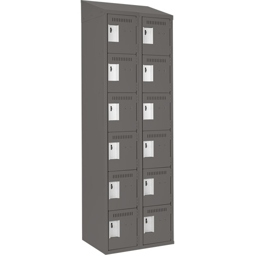 Clean Line Lockerette, 6 -tier, Bank of 2, 24" x 18" x 78", Steel, Charcoal, Rivet (Assembled) Auto Electric Service Ltd.