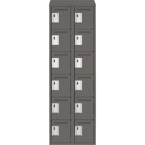 Clean Line Lockerette, 6 -tier, Bank of 2, 24" x 18" x 78", Steel, Charcoal, Rivet (Assembled) Auto Electric Service Ltd.