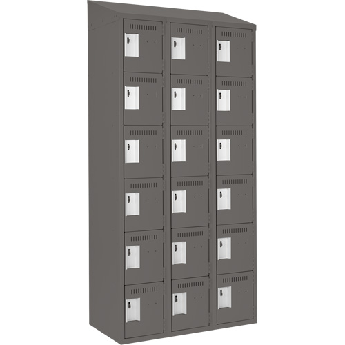 Clean Line Lockerette, 6 -tier, Bank of 3, 36" x 18" x 78", Steel, Charcoal, Rivet (Assembled) Auto Electric Service Ltd.