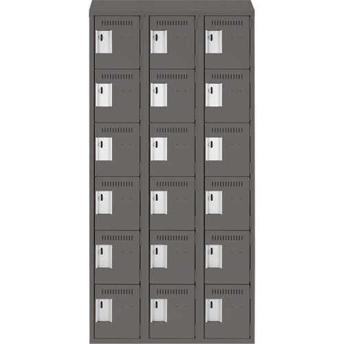 Clean Line Lockerette, 6 -tier, Bank of 3, 36" x 18" x 78", Steel, Charcoal, Rivet (Assembled) Auto Electric Service Ltd.