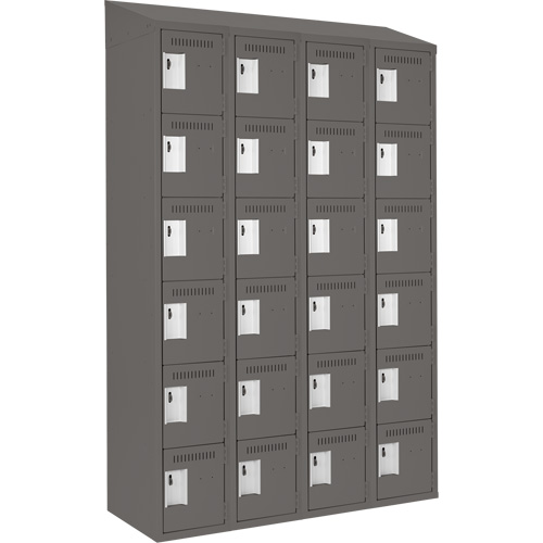 Clean Line Lockerette, 6 -tier, Bank of 4, 48" x 18" x 78", Steel, Charcoal, Rivet (Assembled) Auto Electric Service Ltd.