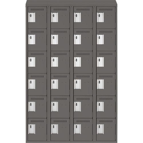 Clean Line Lockerette, 6 -tier, Bank of 4, 48" x 18" x 78", Steel, Charcoal, Rivet (Assembled) Auto Electric Service Ltd.