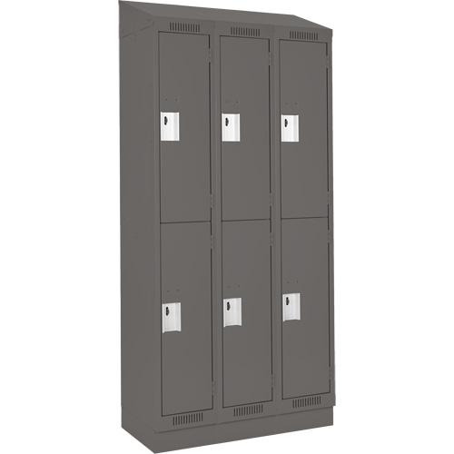 Clean Line Lockers, 2 -tier, Bank of 3, 36" x 18" x 82", Steel, Charcoal, Rivet (Assembled) Auto Electric Service Ltd.
