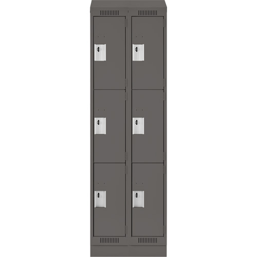 Clean Line Lockers, 3 -tier, Bank of 2, 24" x 18" x 82", Steel, Charcoal, Rivet (Assembled) Auto Electric Service Ltd.