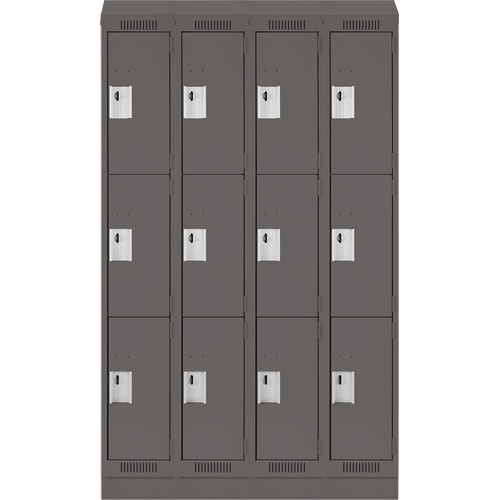 Clean Line Lockers, 3 -tier, Bank of 4, 48" x 18" x 82", Steel, Charcoal, Rivet (Assembled) Auto Electric Service Ltd.