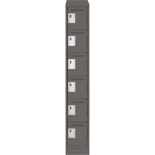 Clean Line Lockerette, 6 -tier, 12" x 18" x 82", Steel, Charcoal, Rivet (Assembled) Auto Electric Service Ltd.