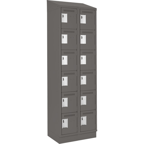 Clean Line Lockerette, 6 -tier, Bank of 2, 24" x 18" x 82", Steel, Charcoal, Rivet (Assembled) Auto Electric Service Ltd.