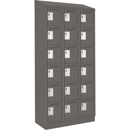 Clean Line Lockerette, 6 -tier, Bank of 3, 36" x 18" x 82", Steel, Charcoal, Rivet (Assembled) Auto Electric Service Ltd.