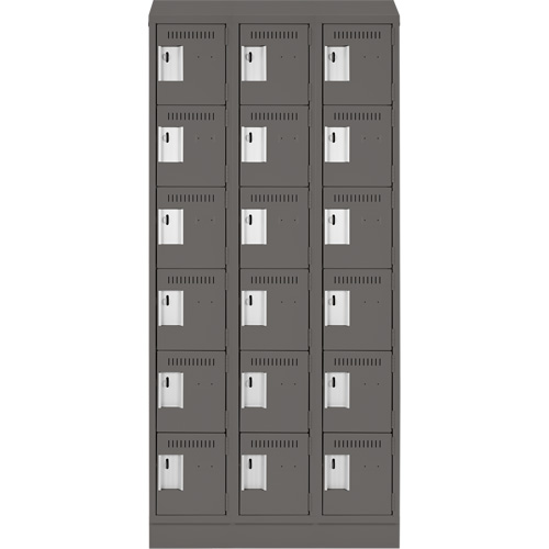 Clean Line Lockerette, 6 -tier, Bank of 3, 36" x 18" x 82", Steel, Charcoal, Rivet (Assembled) Auto Electric Service Ltd.