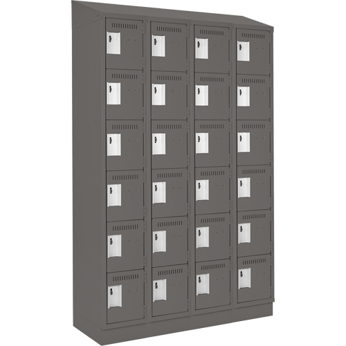 Clean Line Lockerette, 6 -tier, Bank of 4, 48" x 18" x 82", Steel, Charcoal, Rivet (Assembled) Auto Electric Service Ltd.