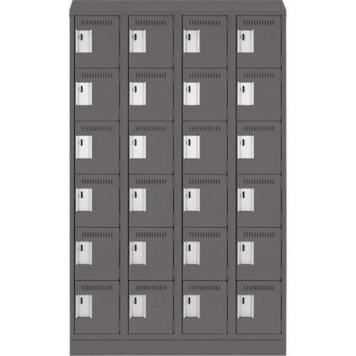Clean Line Lockerette, 6 -tier, Bank of 4, 48" x 18" x 82", Steel, Charcoal, Rivet (Assembled) Auto Electric Service Ltd.