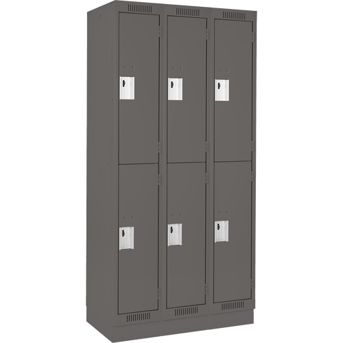 Clean Line Lockers, 2 -tier, Bank of 3, 36" x 18" x 76", Steel, Charcoal, Rivet (Assembled) Auto Electric Service Ltd.