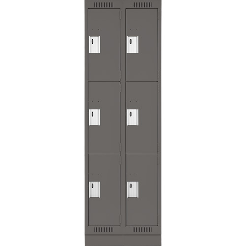 Clean Line Lockers, 3 -tier, Bank of 2, 24" x 18" x 76", Steel, Charcoal, Rivet (Assembled) Auto Electric Service Ltd.