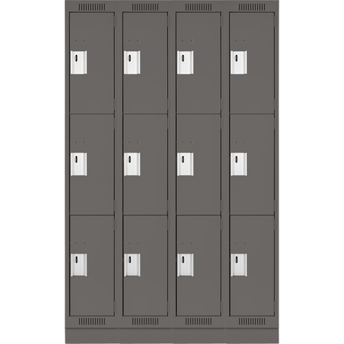 Clean Line Lockers, 3 -tier, Bank of 4, 48" x 18" x 76", Steel, Charcoal, Rivet (Assembled) Auto Electric Service Ltd.