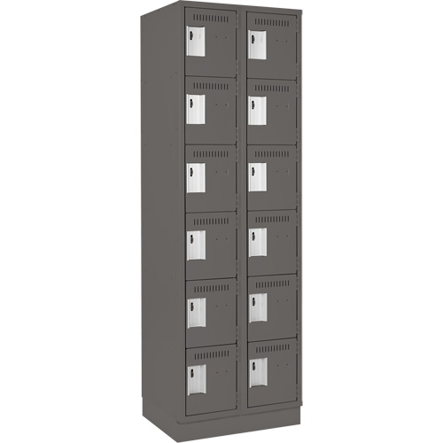 Clean Line Lockerette, 6 -tier, Bank of 2, 24" x 18" x 76", Steel, Charcoal, Rivet (Assembled) Auto Electric Service Ltd.