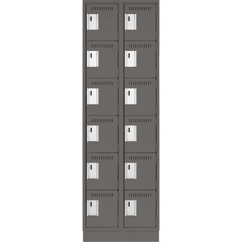Clean Line Lockerette, 6 -tier, Bank of 2, 24" x 18" x 76", Steel, Charcoal, Rivet (Assembled) Auto Electric Service Ltd.