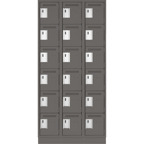 Clean Line Lockerette, 6 -tier, Bank of 3, 36" x 18" x 76", Steel, Charcoal, Rivet (Assembled) Auto Electric Service Ltd.