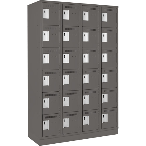 Clean Line Lockerette, 6 -tier, Bank of 4, 48" x 18" x 76", Steel, Charcoal, Rivet (Assembled) Auto Electric Service Ltd.