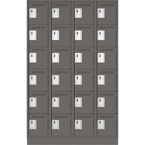 Clean Line Lockerette, 6 -tier, Bank of 4, 48" x 18" x 76", Steel, Charcoal, Rivet (Assembled) Auto Electric Service Ltd.