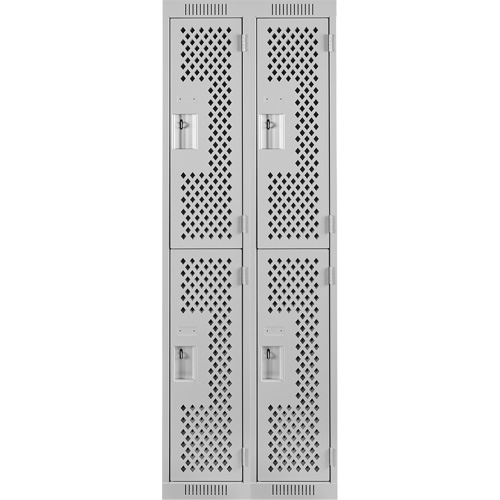 Clean Line Lockers, 2 -tier, Bank of 2, 24" x 15" x 72", Steel, Grey, Rivet (Assembled), Perforated Auto Electric Service Ltd.
